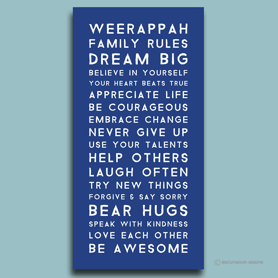 My Family Rules Font 1 Canvas