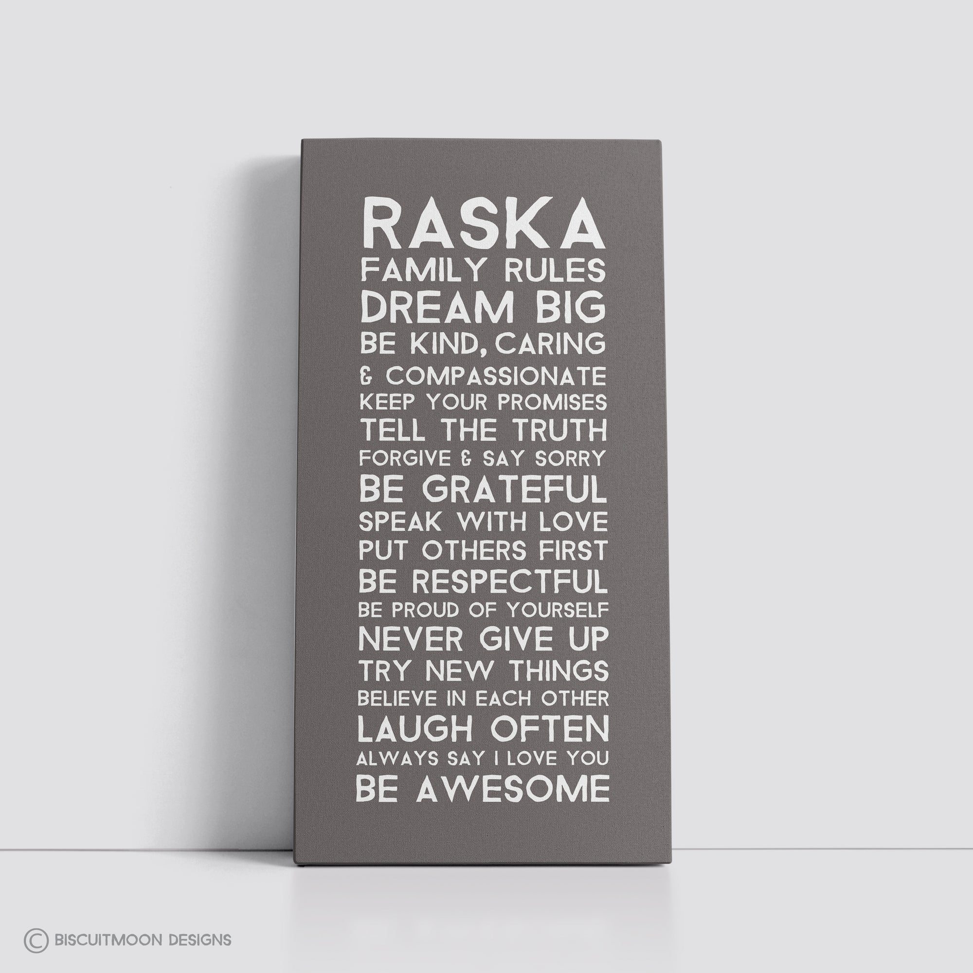 My Family Rules Font 1 Canvas