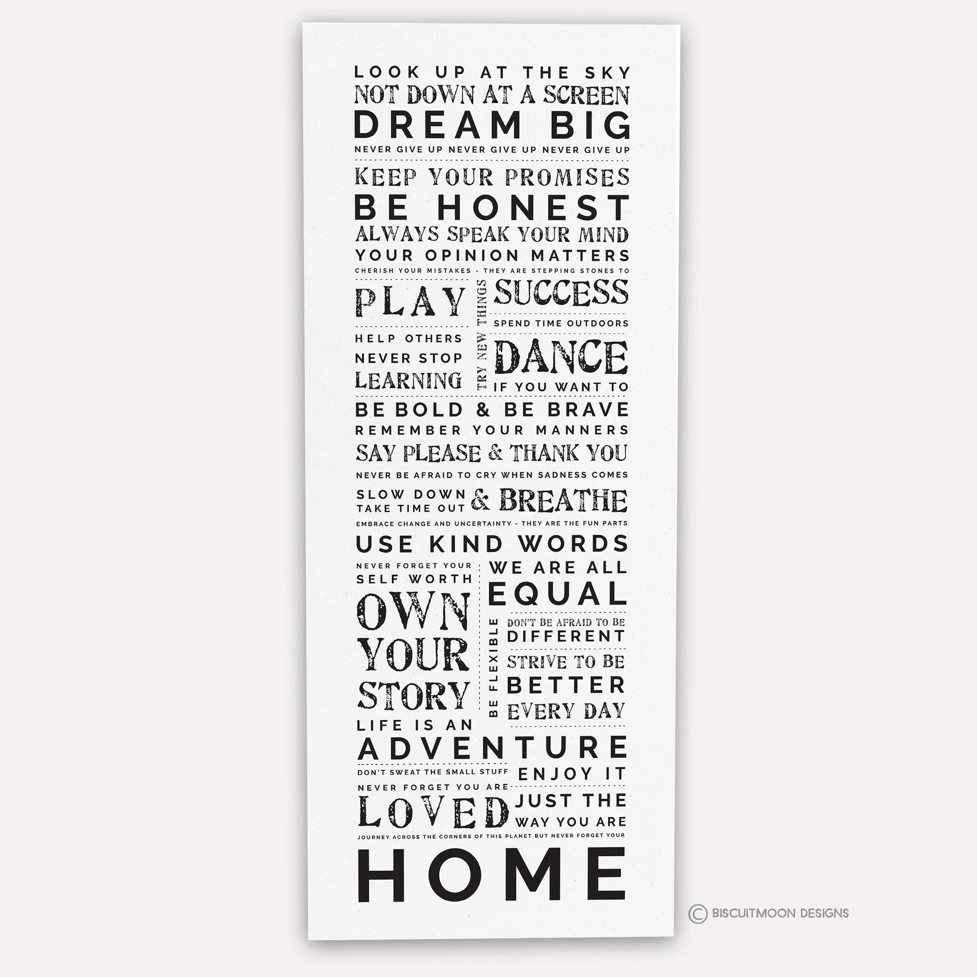 Family Rules Giant Scroll Style Canvas