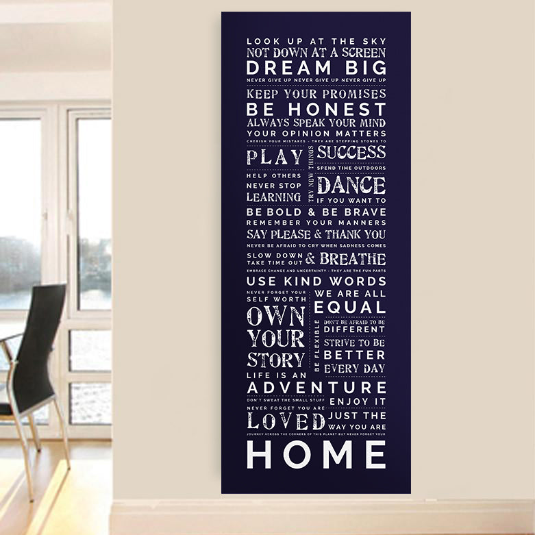 Family Rules Giant Scroll Style Canvas