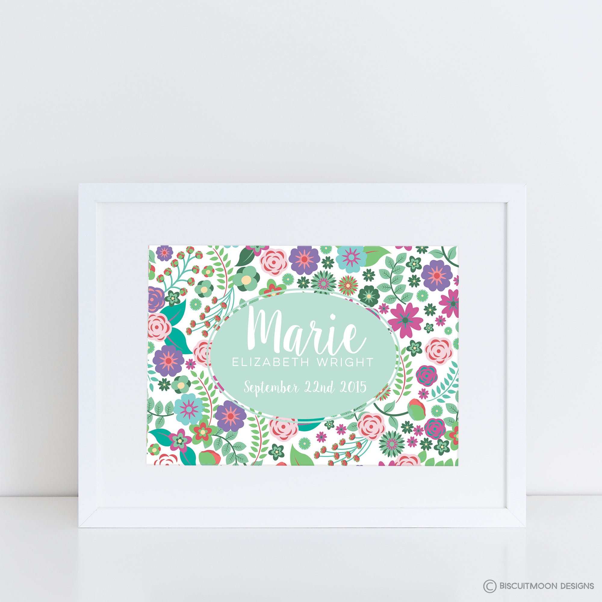 Floral Plaque Kids Name Print