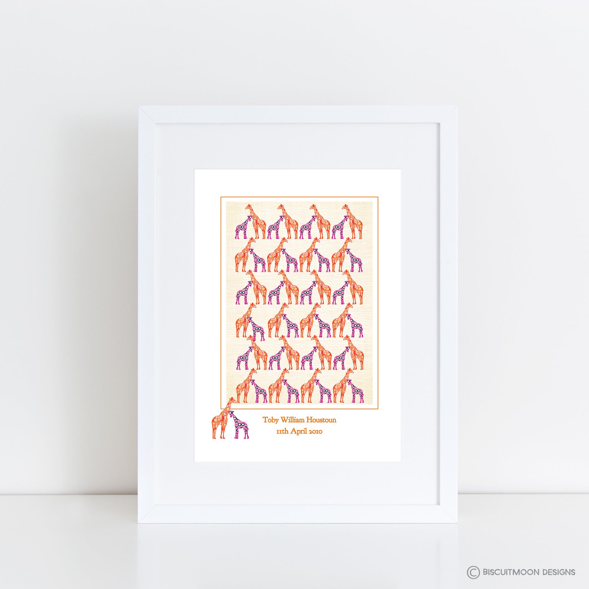 Giraffe Baby Name Print