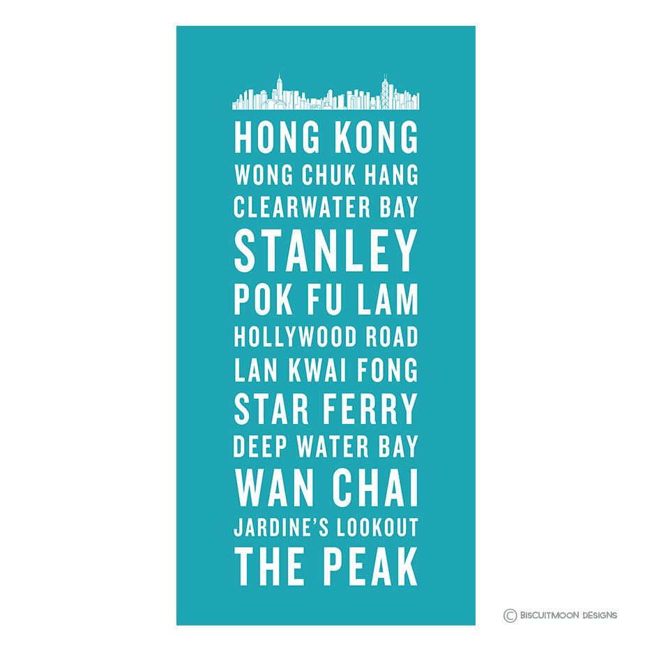 Hong Kong Bus Scroll Canvas - With Skyline