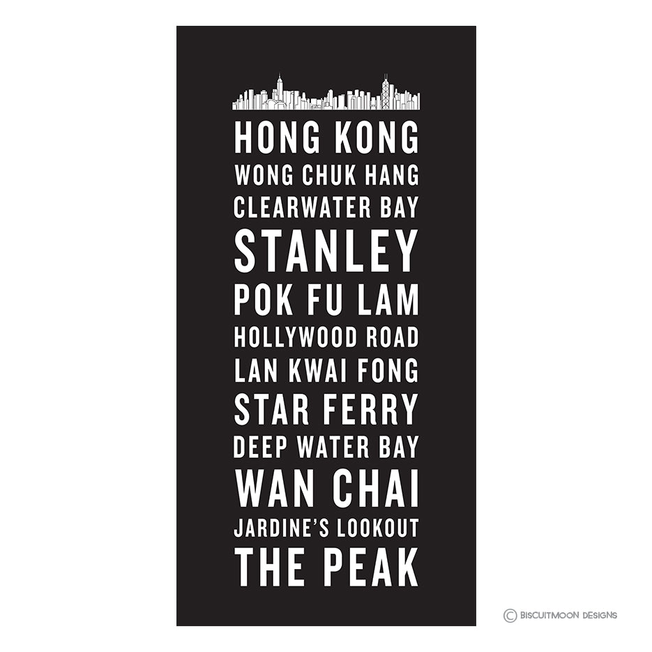 Hong Kong Bus Scroll Canvas - With Skyline