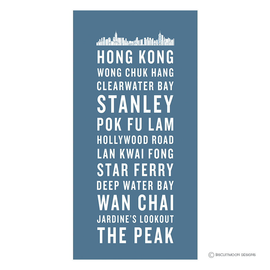 Hong Kong Bus Scroll Canvas - With Skyline