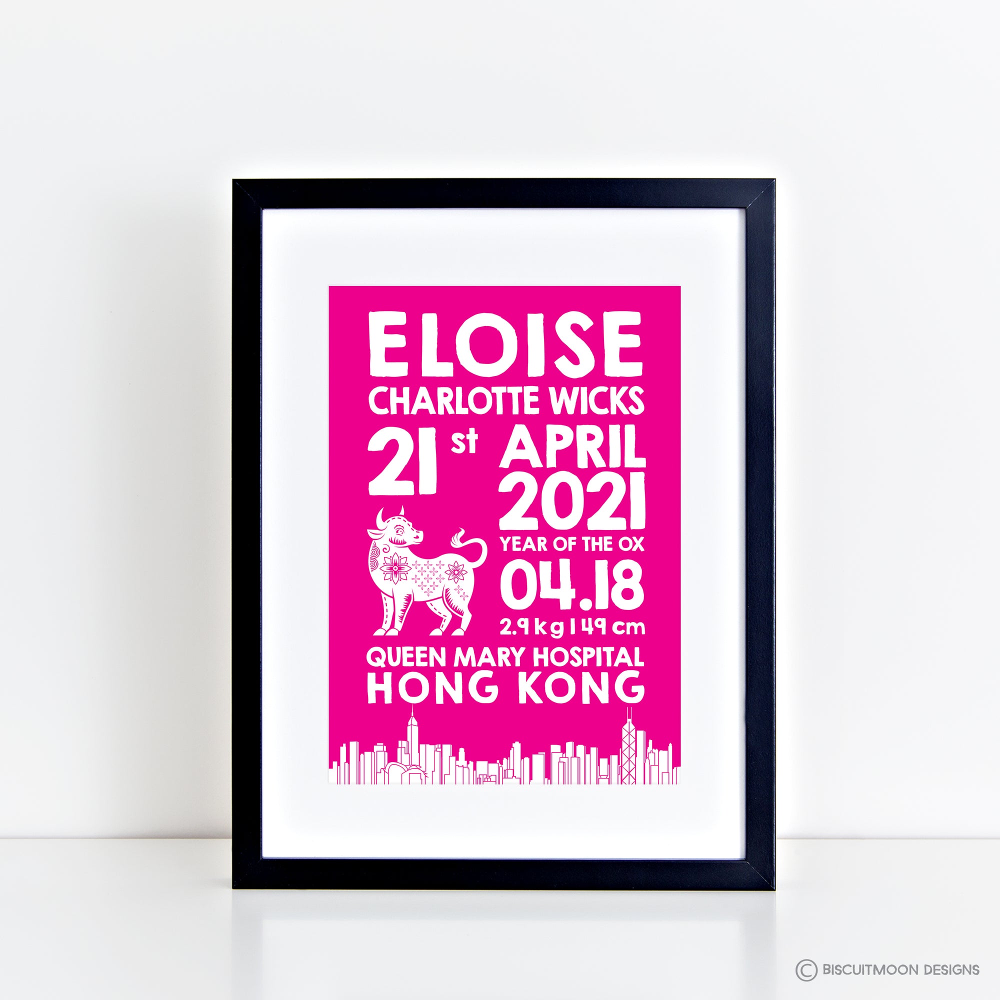 Hong Kong Block Print Skyline Zodiac Birth Print