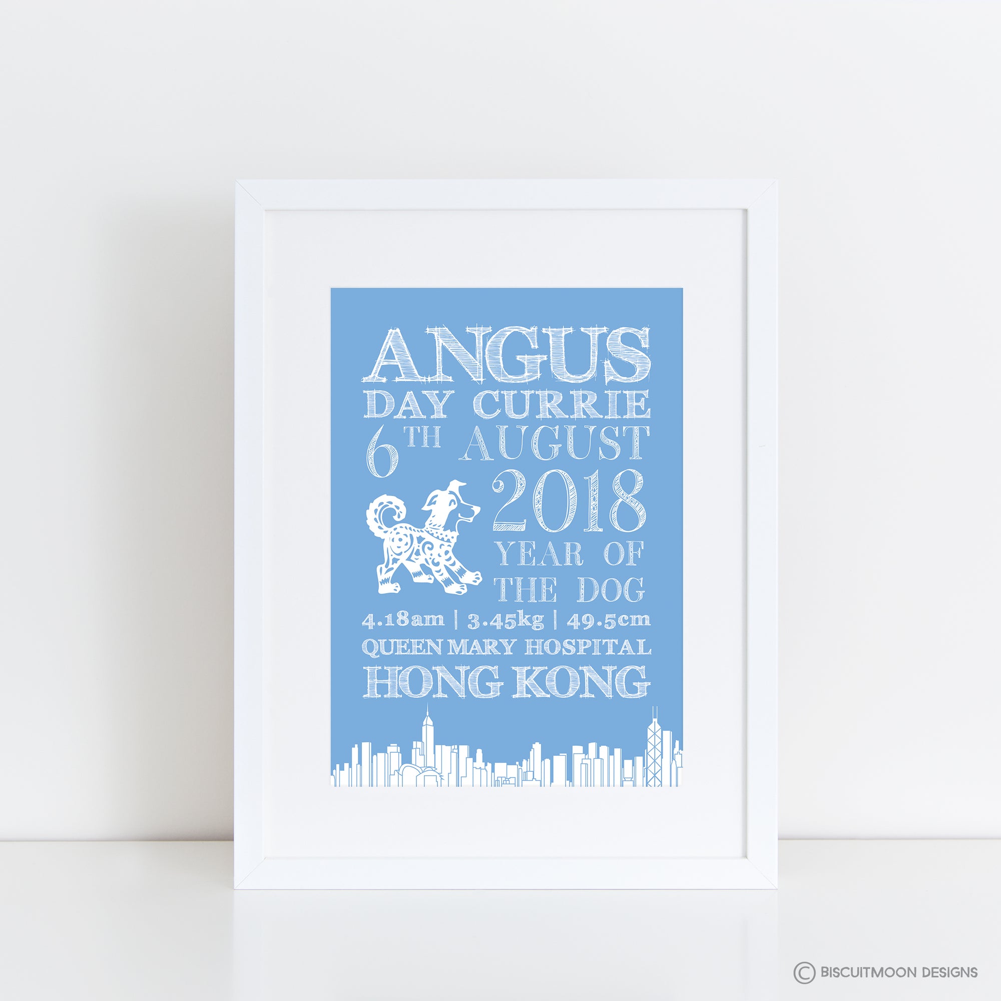 Hong Kong Skyline Zodiac Birth Print