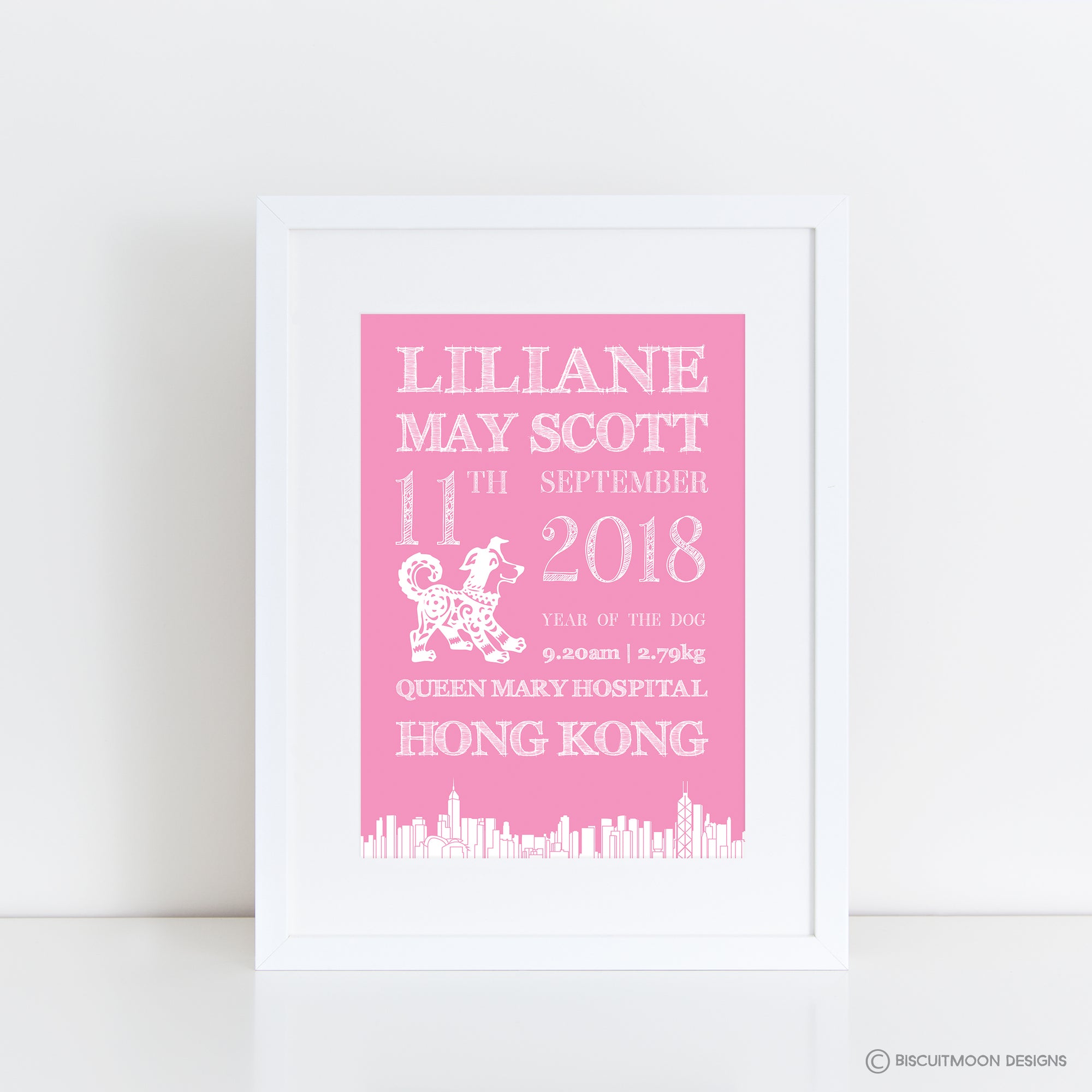 Hong Kong Skyline Zodiac Birth Print