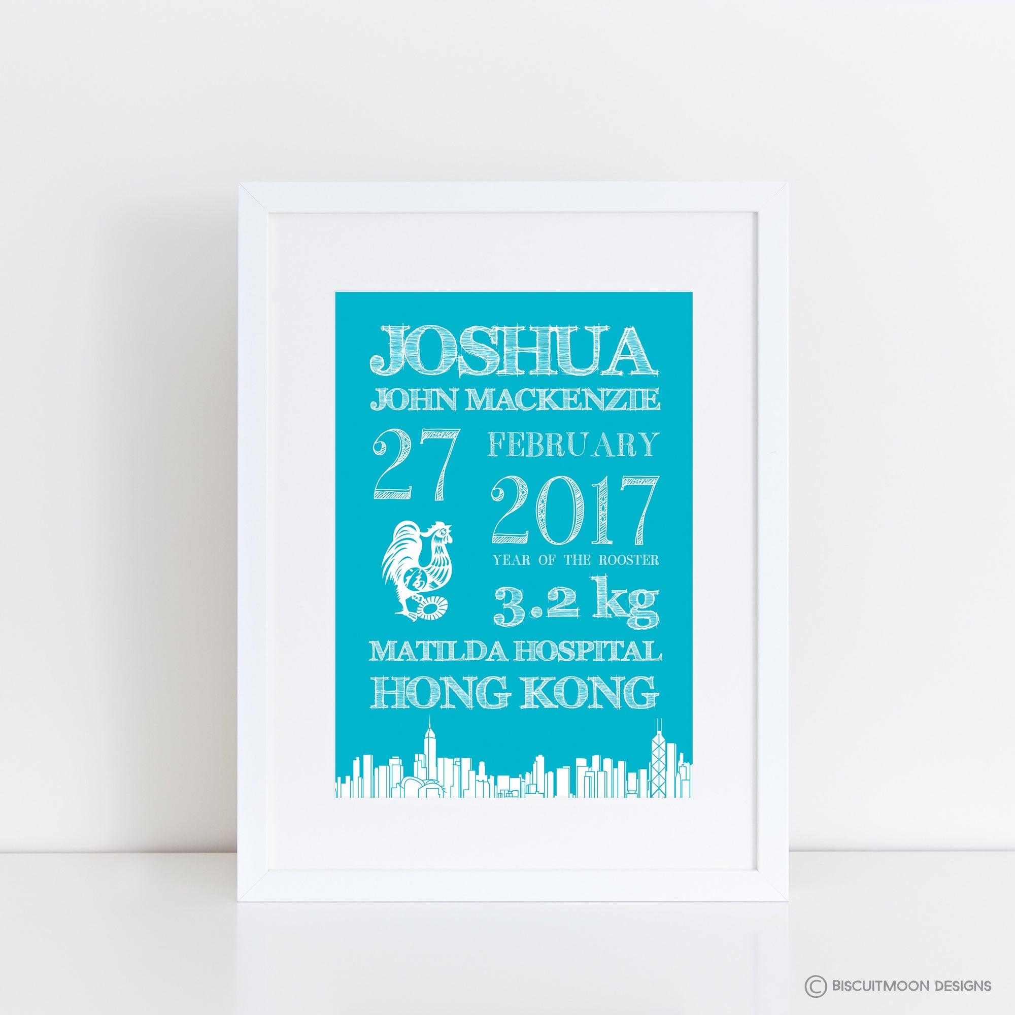 Hong Kong Skyline Zodiac Birth Print