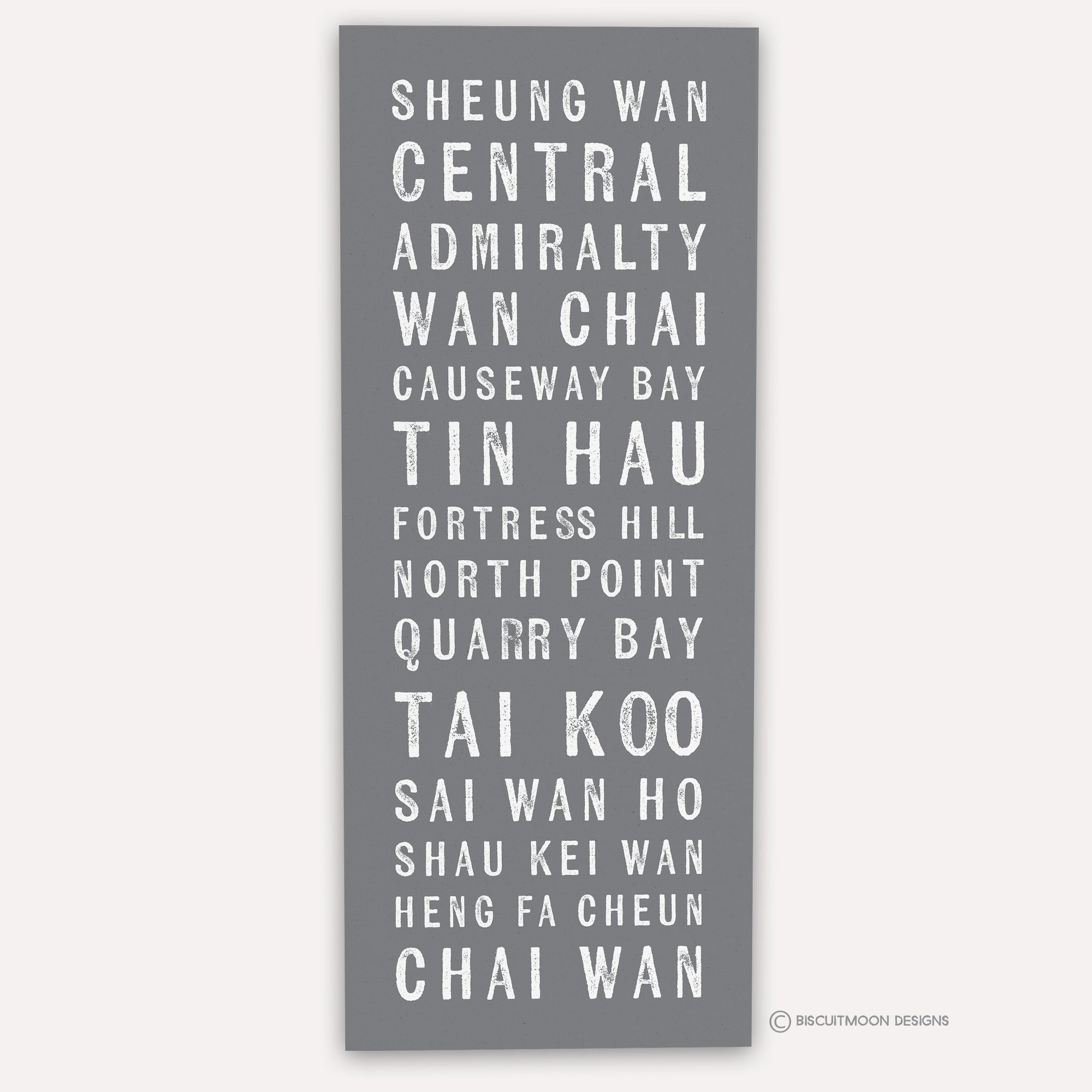 Hong Kong Island Line Scroll Style Canvas