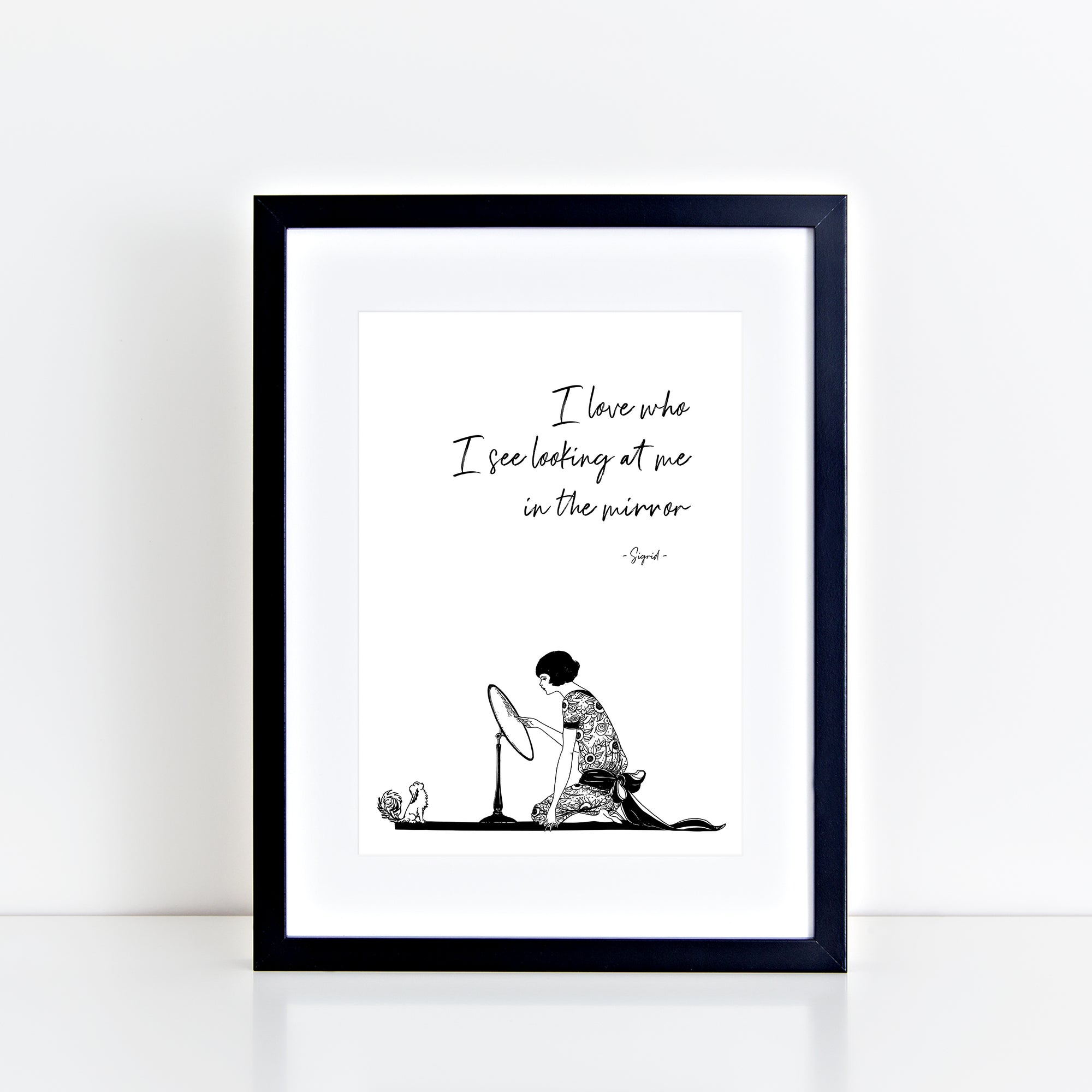 I Love Who I See - Vintage Sigrid Lyrics (Black and White) Print
