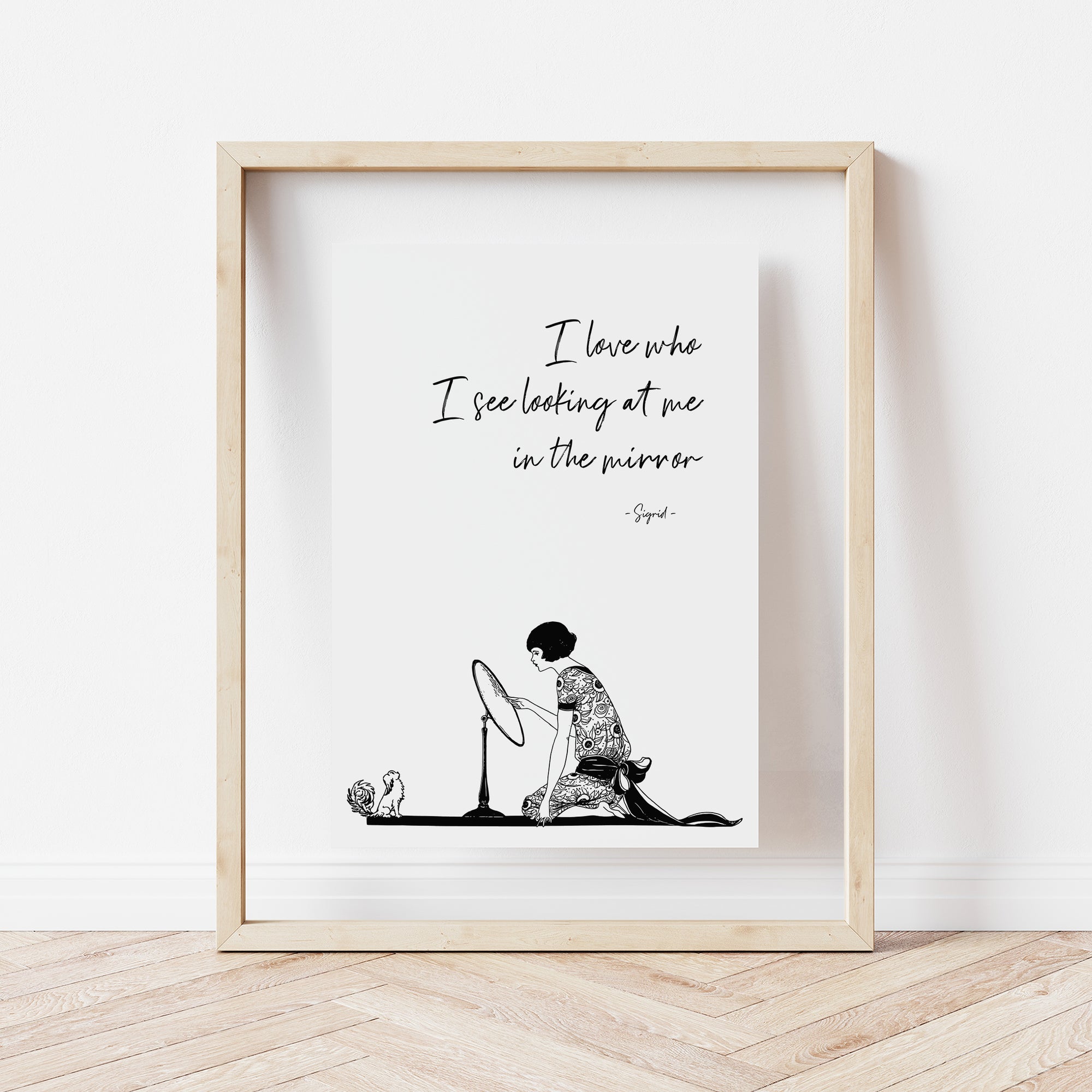 I Love Who I See - Vintage Sigrid Lyrics (Black and White) Print