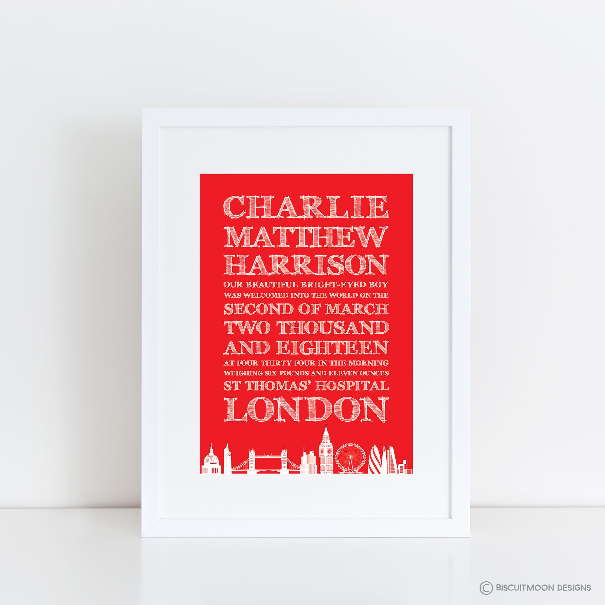 London Skyline Birth Details Print