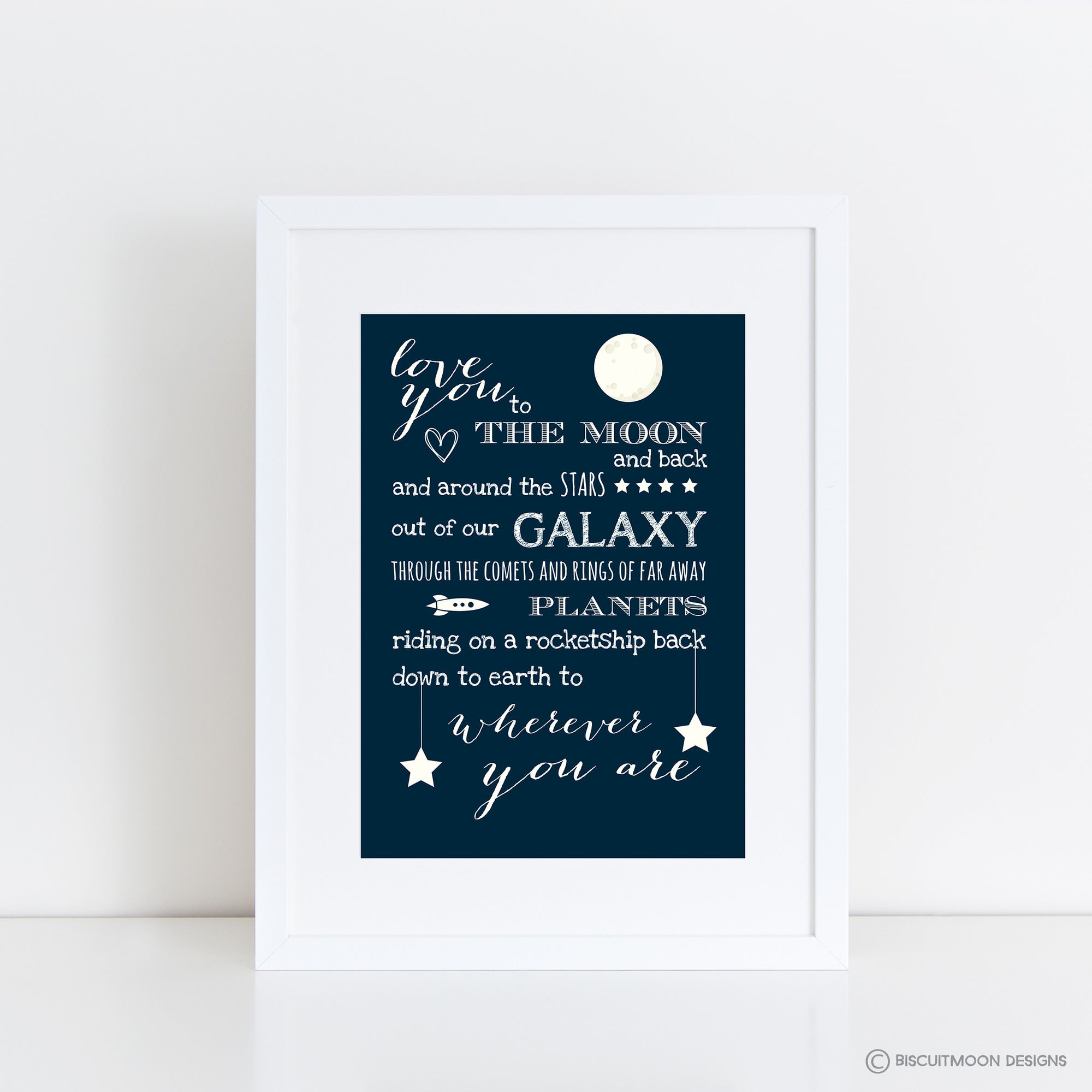 Riding on a Rocketship Nursery Print