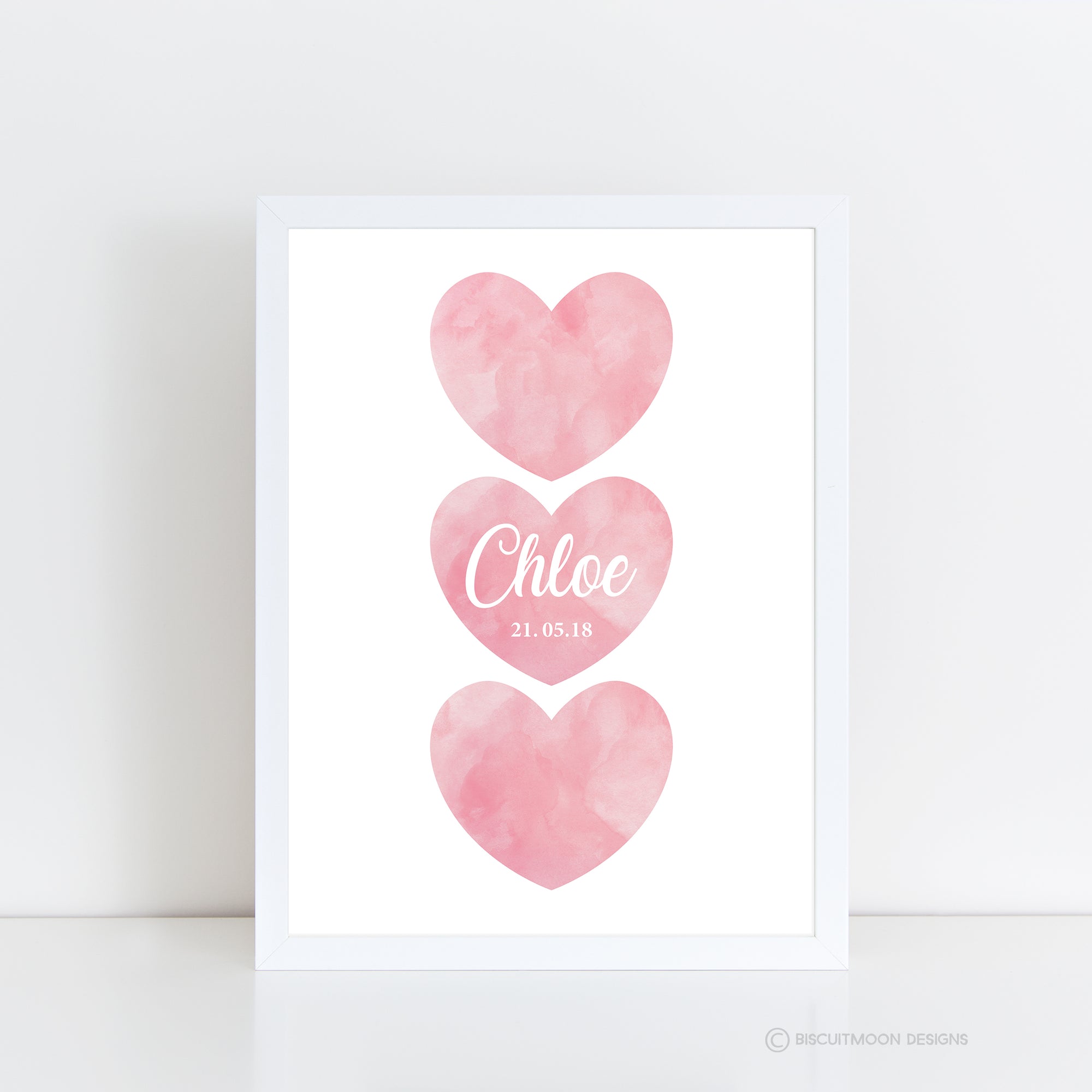 Triple Heart Solo Personalised Print
