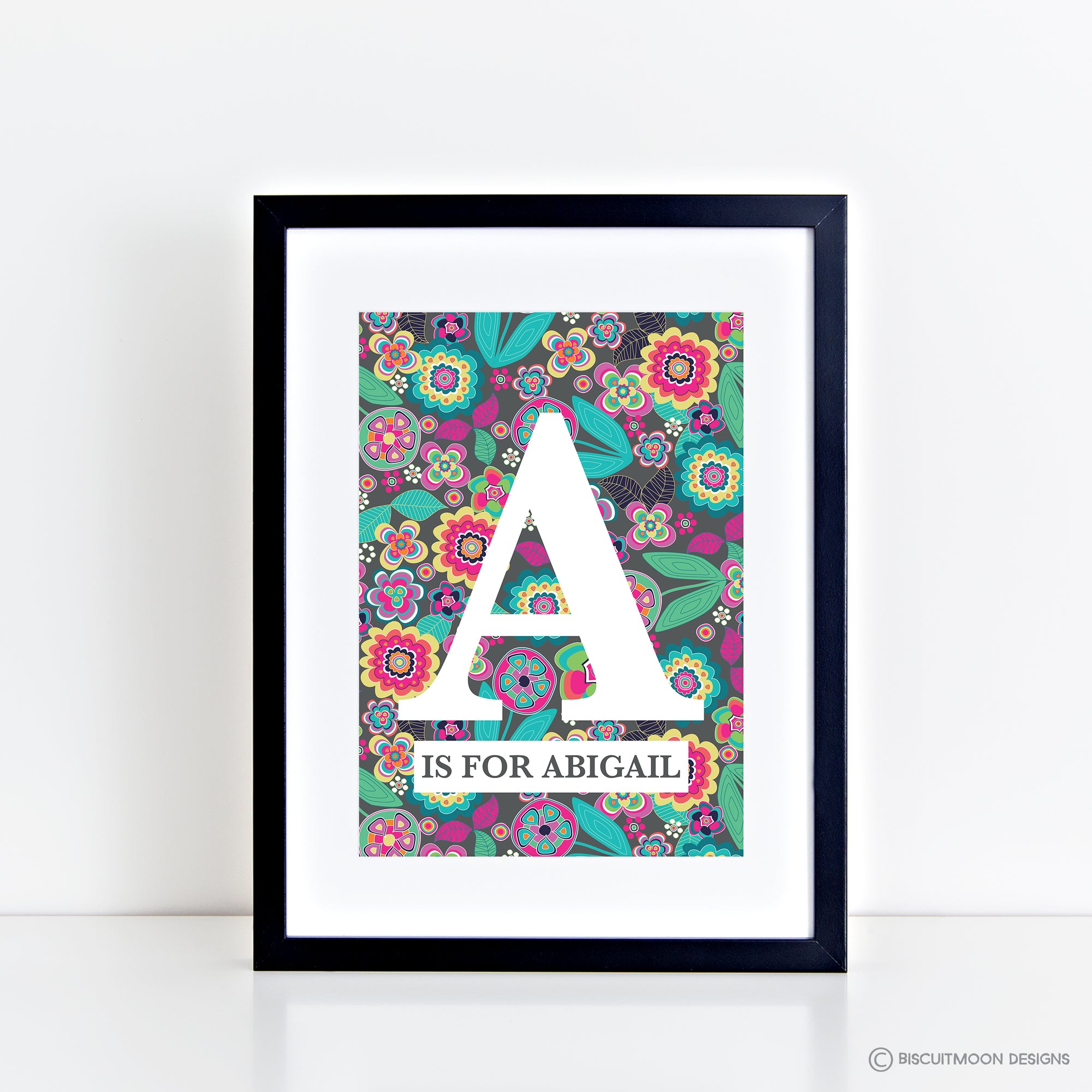 Tutti Fruiti Alphabet (Grey) Print