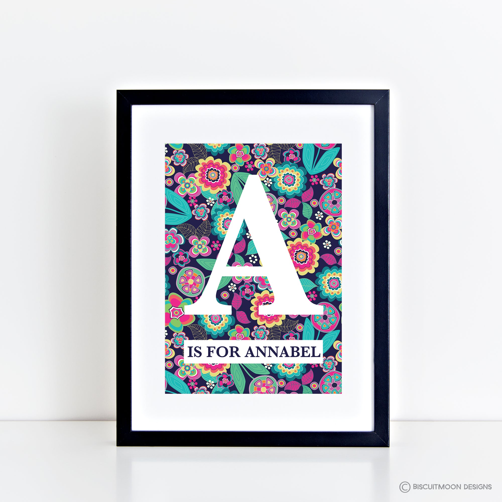 Tutti Fruiti Alphabet (Navy) Print