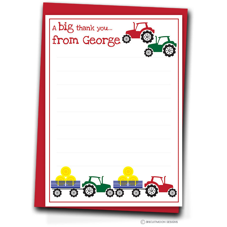 Tractors Kids Personalised Notecards
