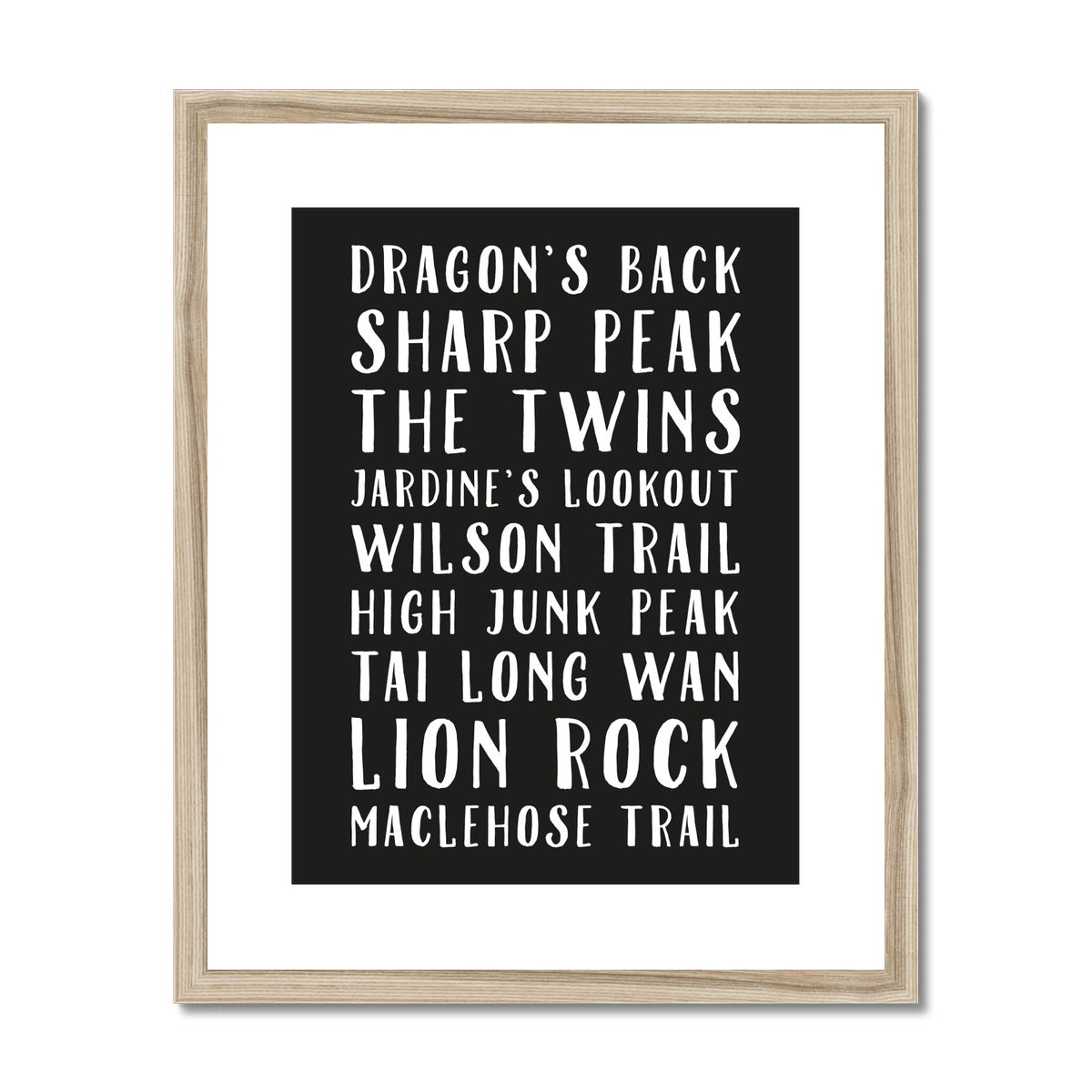 Favourite Places (Black) Framed & Mounted Print