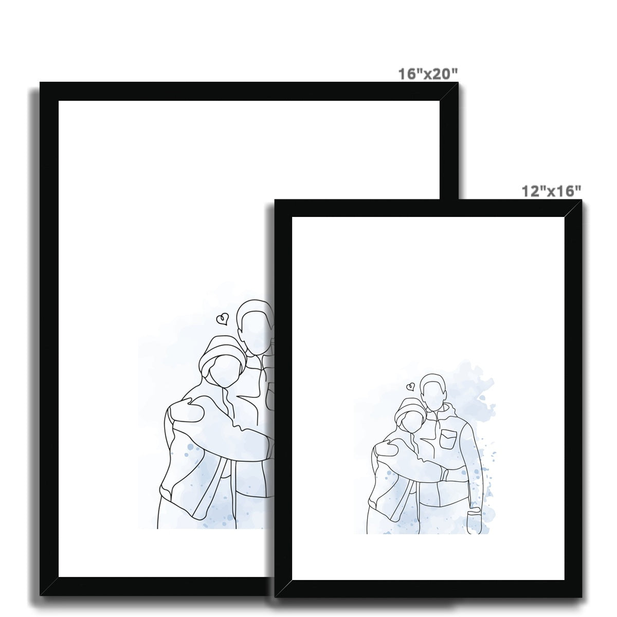 Lovers Line Drawing Framed & Mounted Print