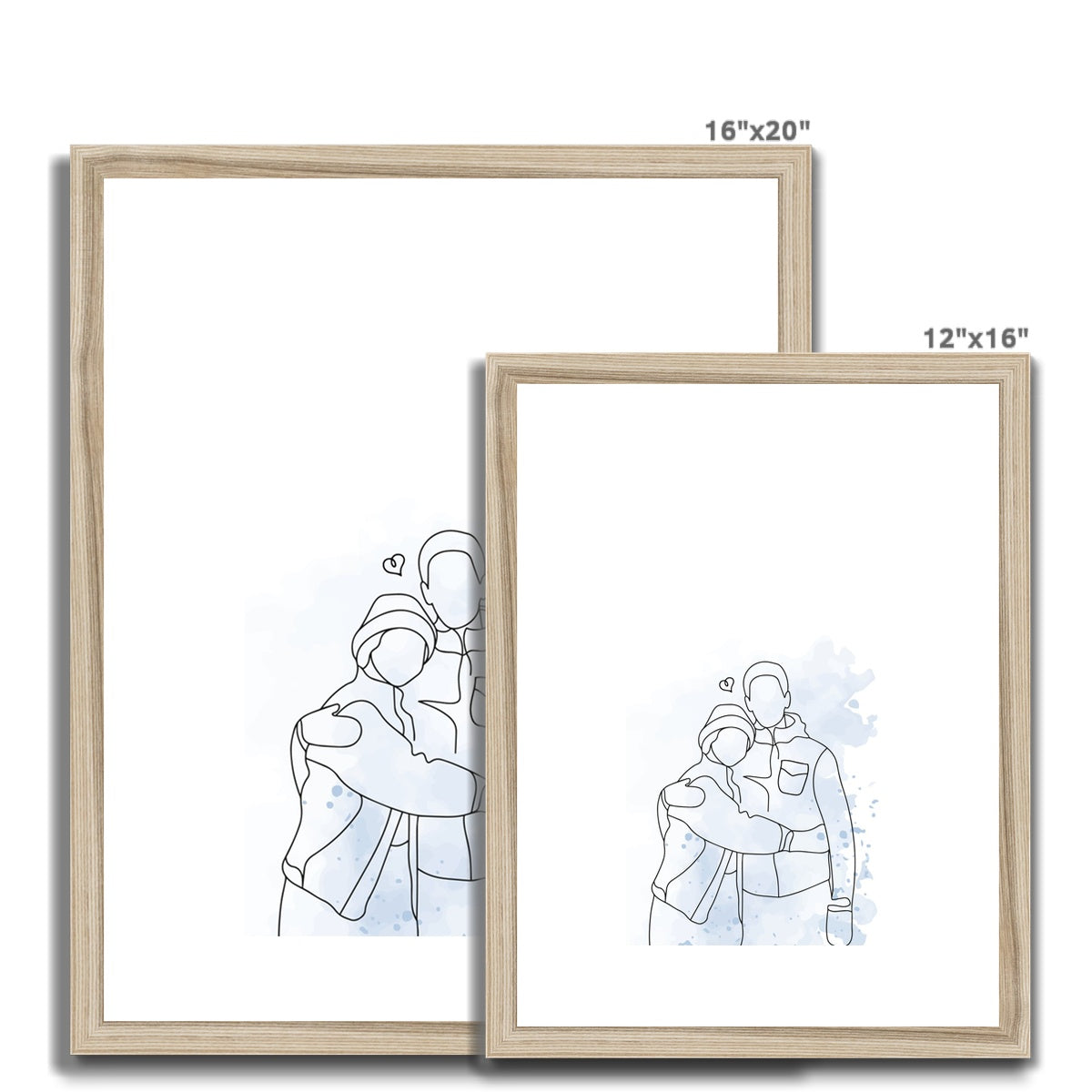 Lovers Line Drawing Framed & Mounted Print