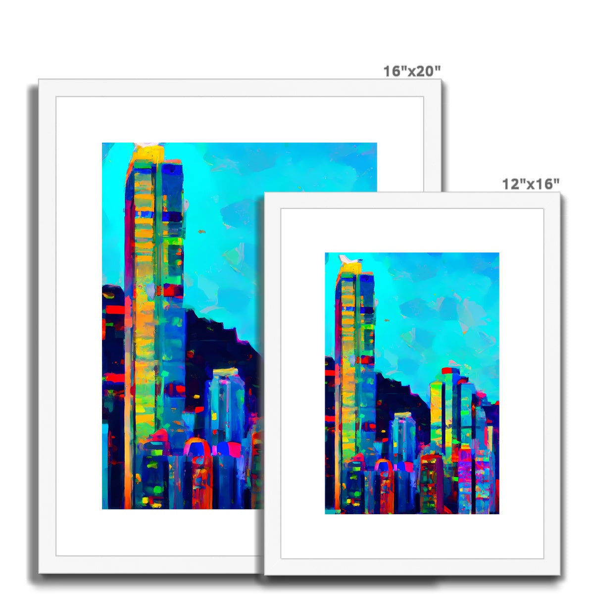 Hong Kong Impressions - Skyscrapers Framed & Mounted Print