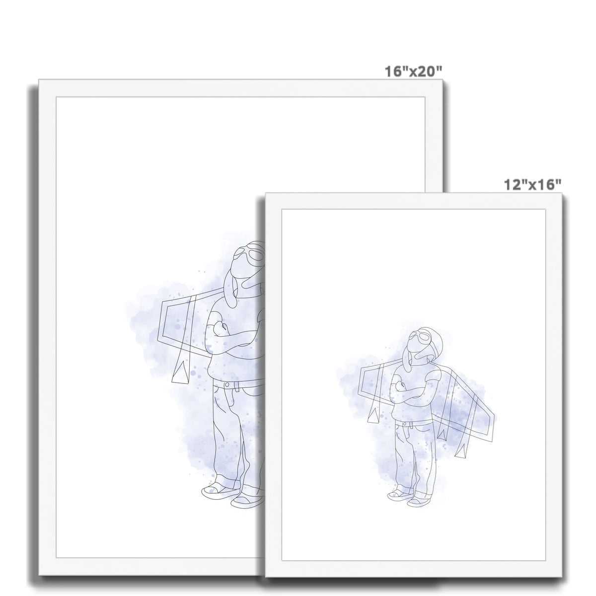 Little Aviator Line Drawing Framed & Mounted Print