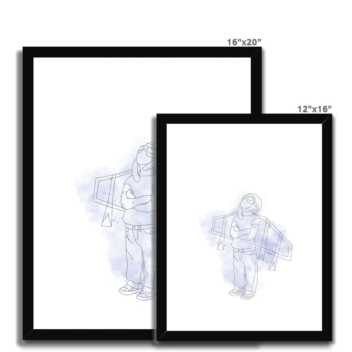 Little Aviator Line Drawing Framed & Mounted Print