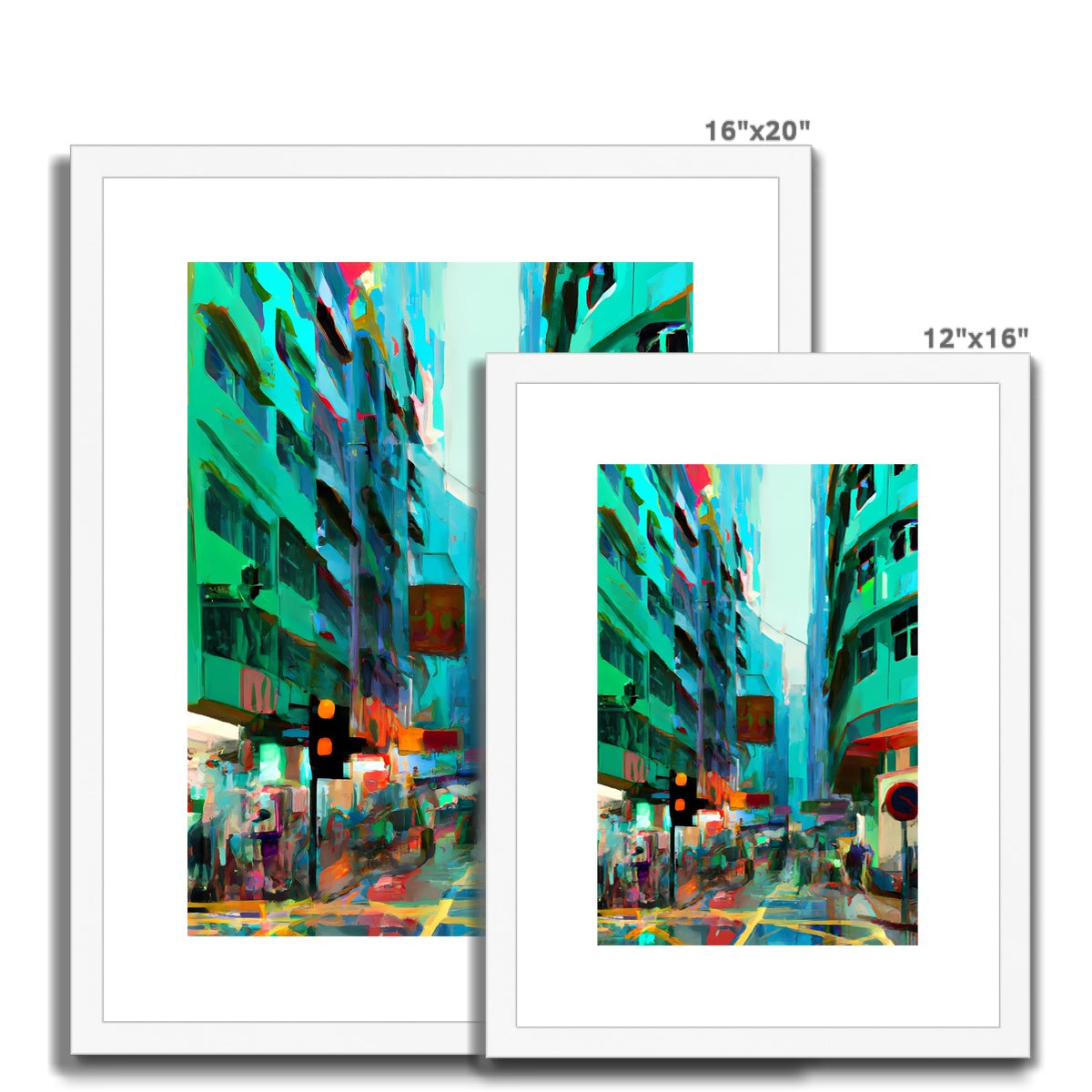 Hong Kong Impressions - Street Scene Framed & Mounted Print