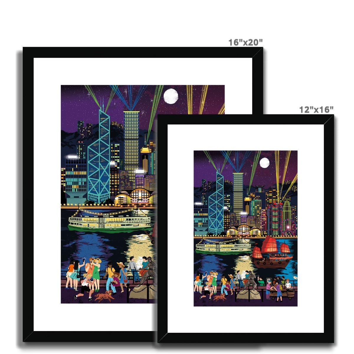 Fantasy Cityscapes - Hong Kong From the Harbour Framed & Mounted Print