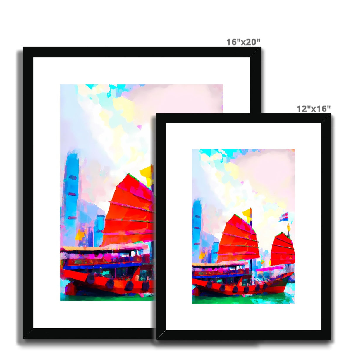Hong Kong Impressions - Chinese Junk (2) Framed & Mounted Print