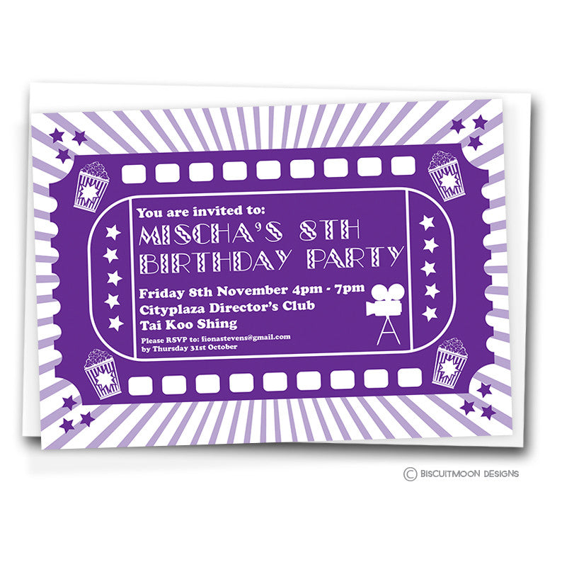 Cinema Party Birthday Invitation Cards