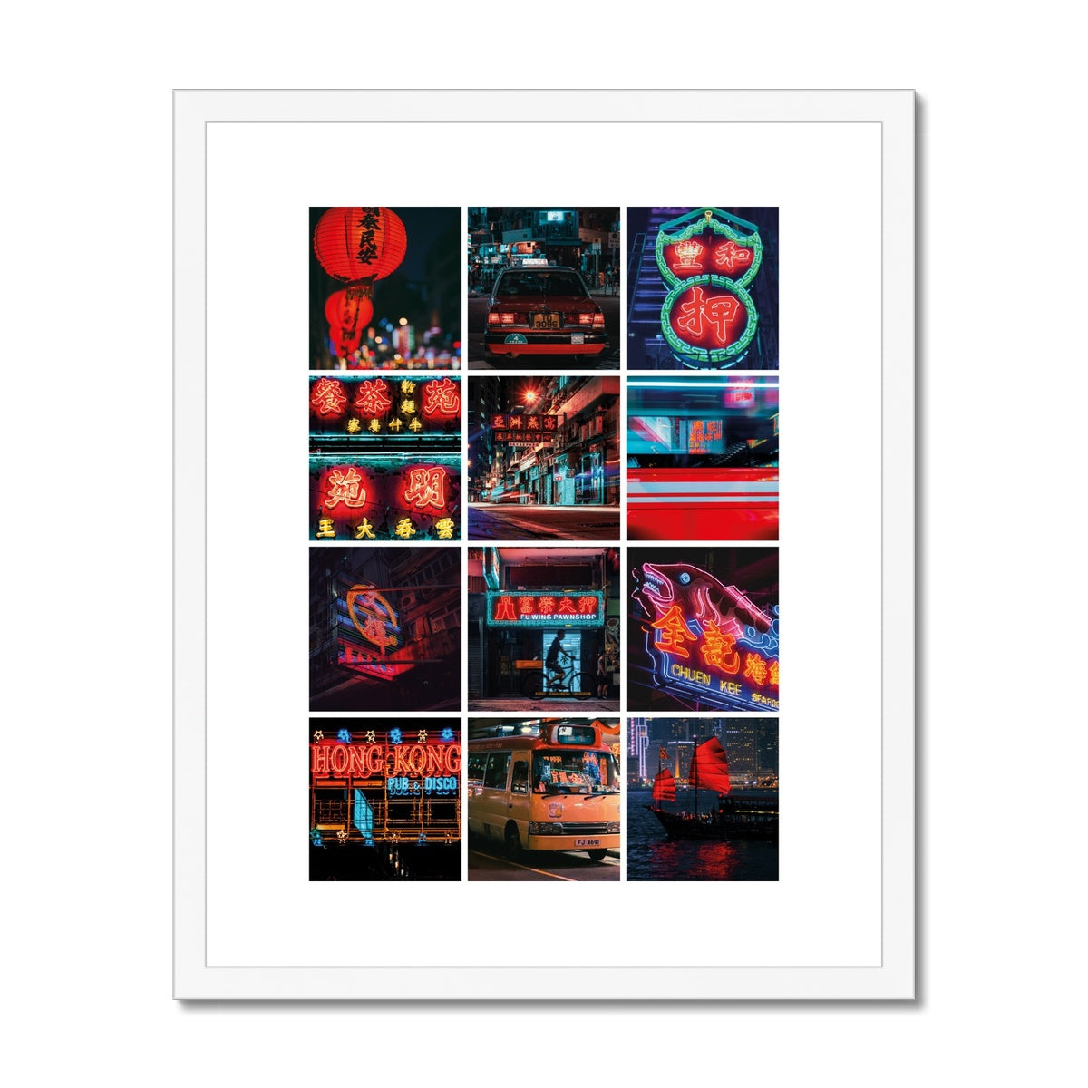 Hong Kong Photo Red Neon  Framed & Mounted Print