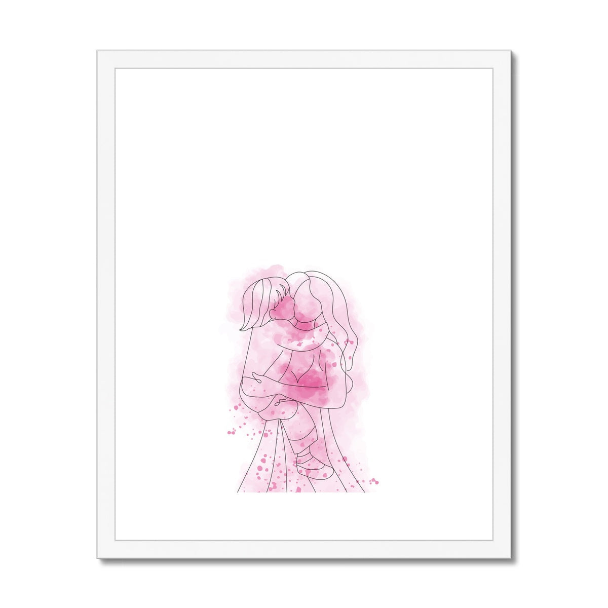 Mother and Child Line Drawing Framed & Mounted Print