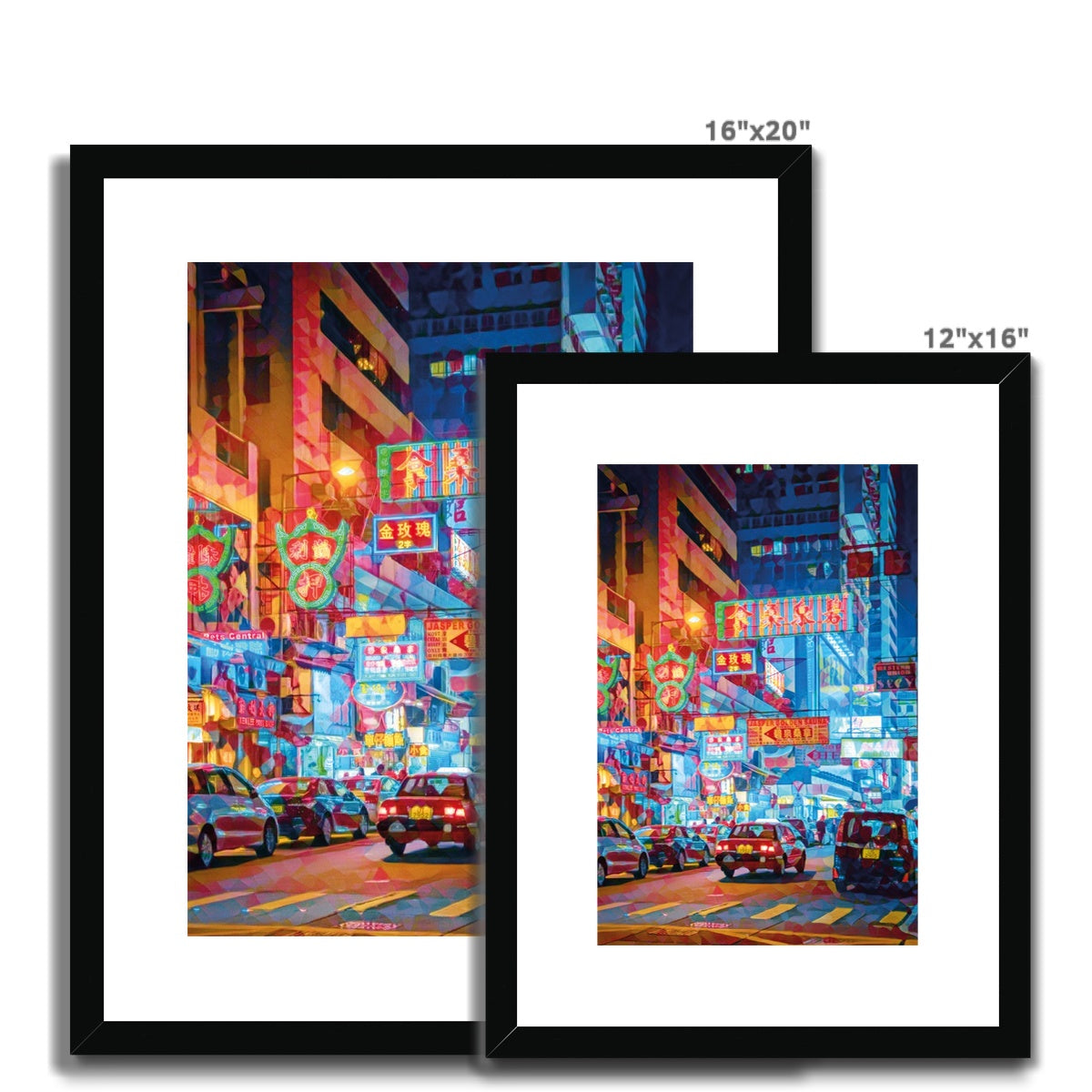 Mosaic Style Colour Pop - Hong Kong Street Scene Framed & Mounted Print