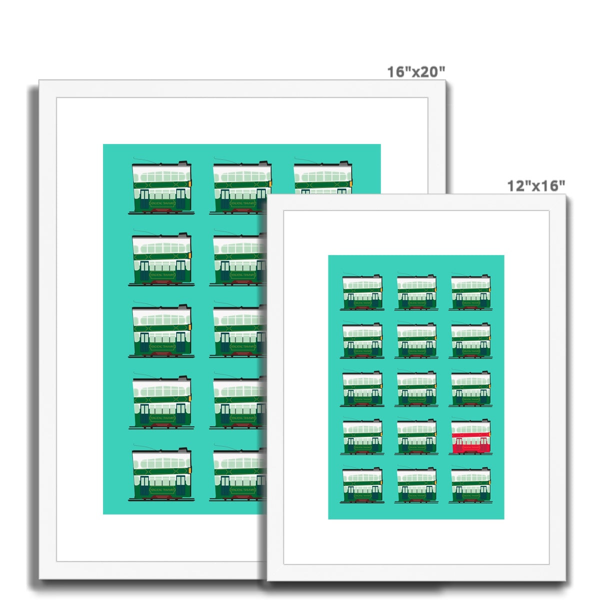 Hong Kong Tram Rows Framed & Mounted Print