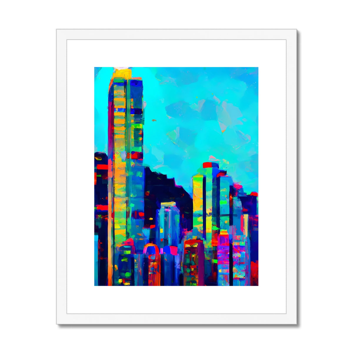 Hong Kong Impressions - Skyscrapers Framed & Mounted Print