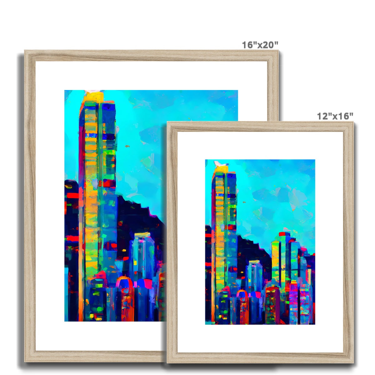 Hong Kong Impressions - Skyscrapers Framed & Mounted Print