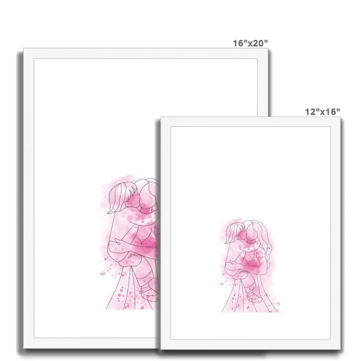 Mother and Child Line Drawing Framed & Mounted Print