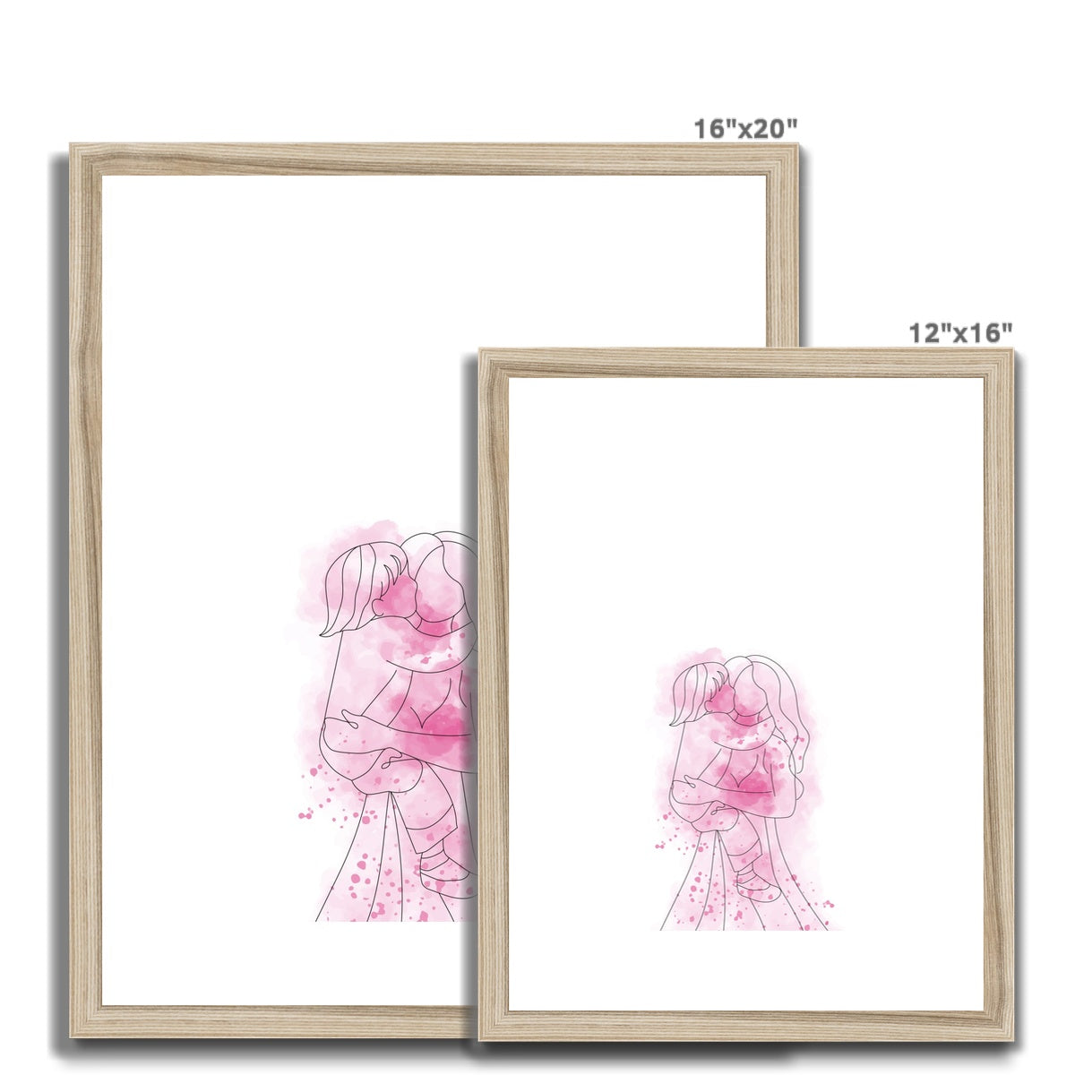 Mother and Child Line Drawing Framed & Mounted Print