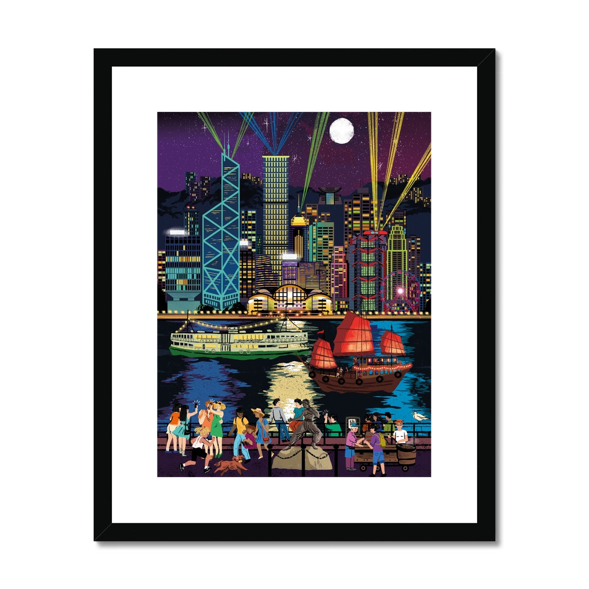 Fantasy Cityscapes - Hong Kong From the Harbour Framed & Mounted Print