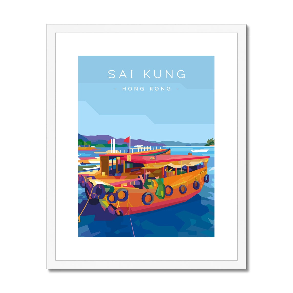 Hong Kong Travel - Sai Kung Sampans Framed & Mounted Print