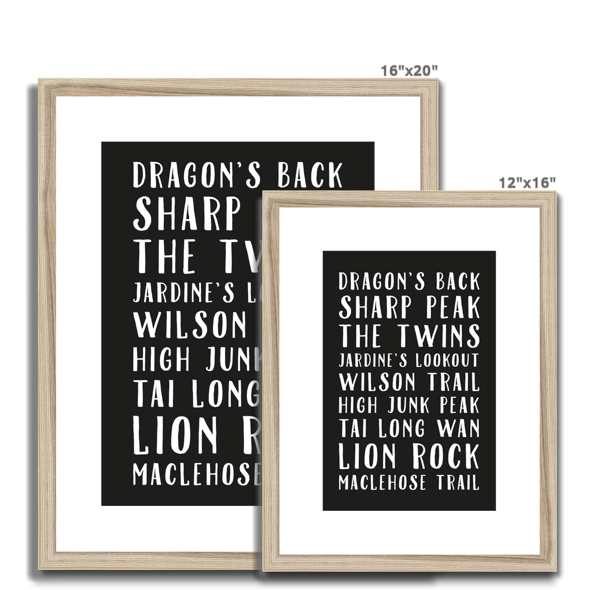 Favourite Places (Black) Framed & Mounted Print