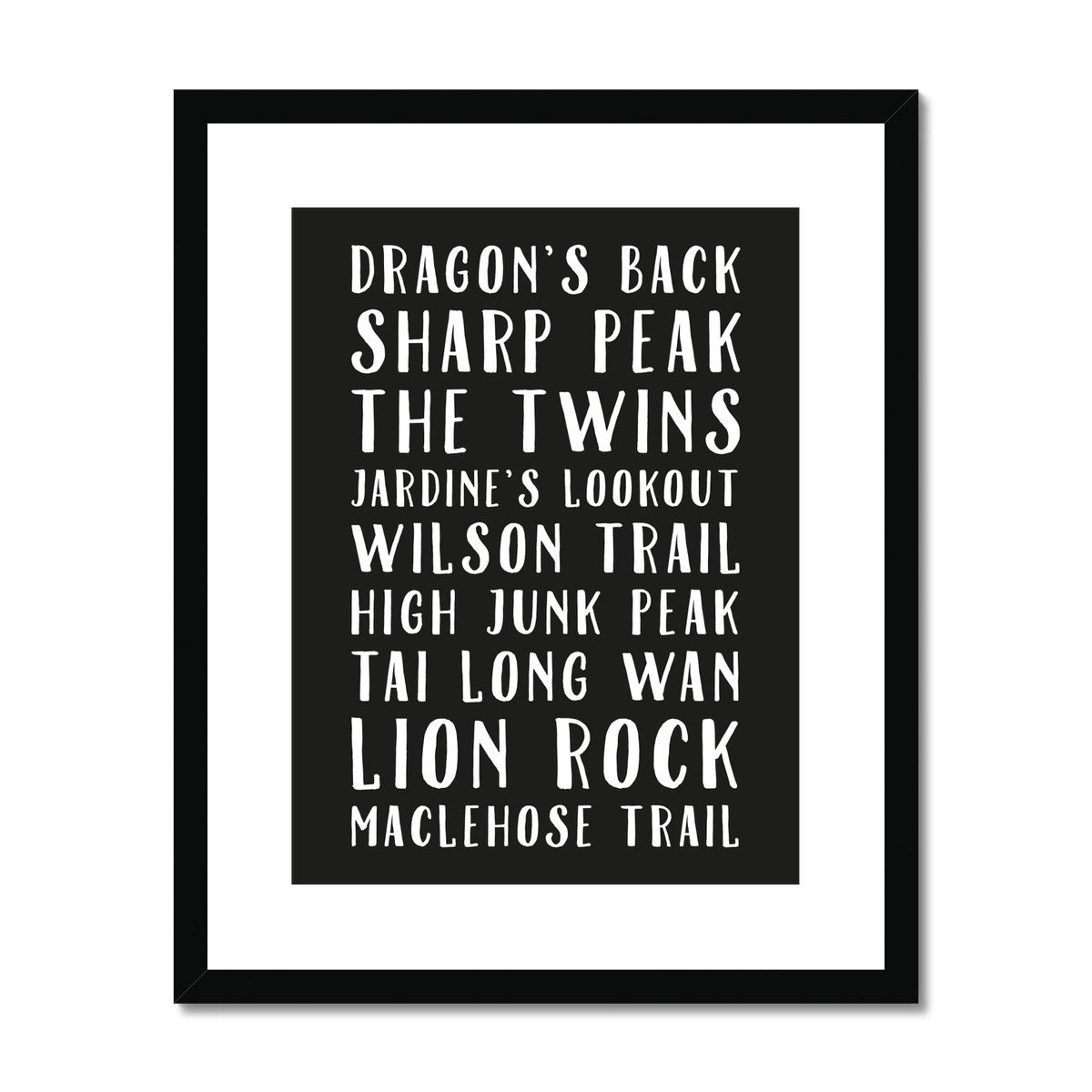 Favourite Places (Black) Framed & Mounted Print