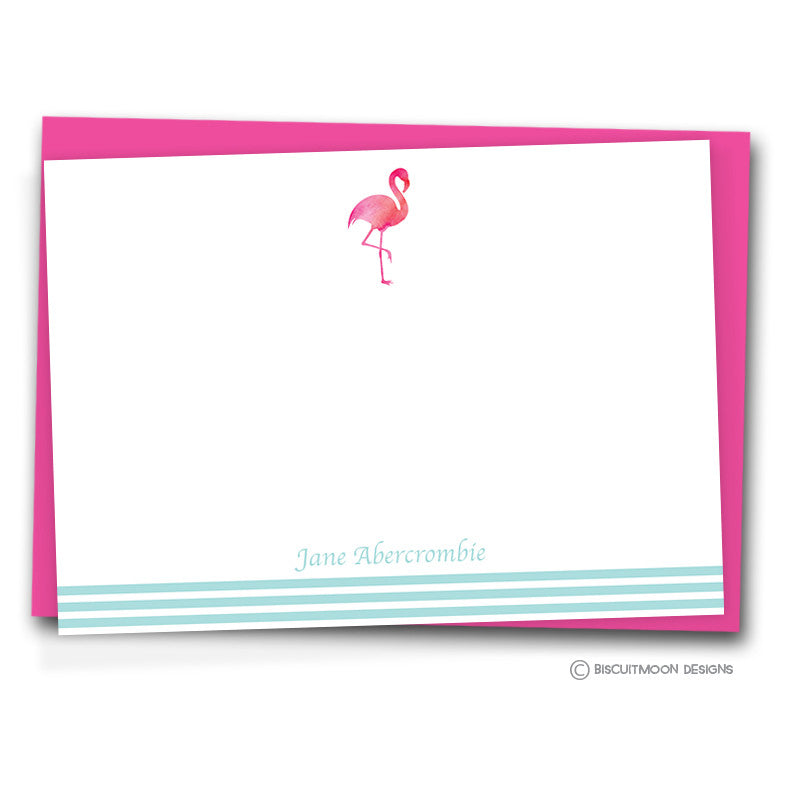 Flamingo Stripes Correspondence Cards