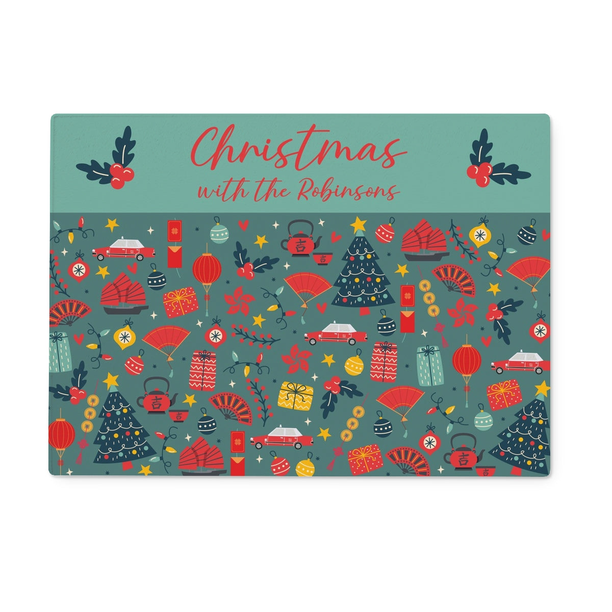 Christmas Hong Kong Scatter Glass Chopping Board