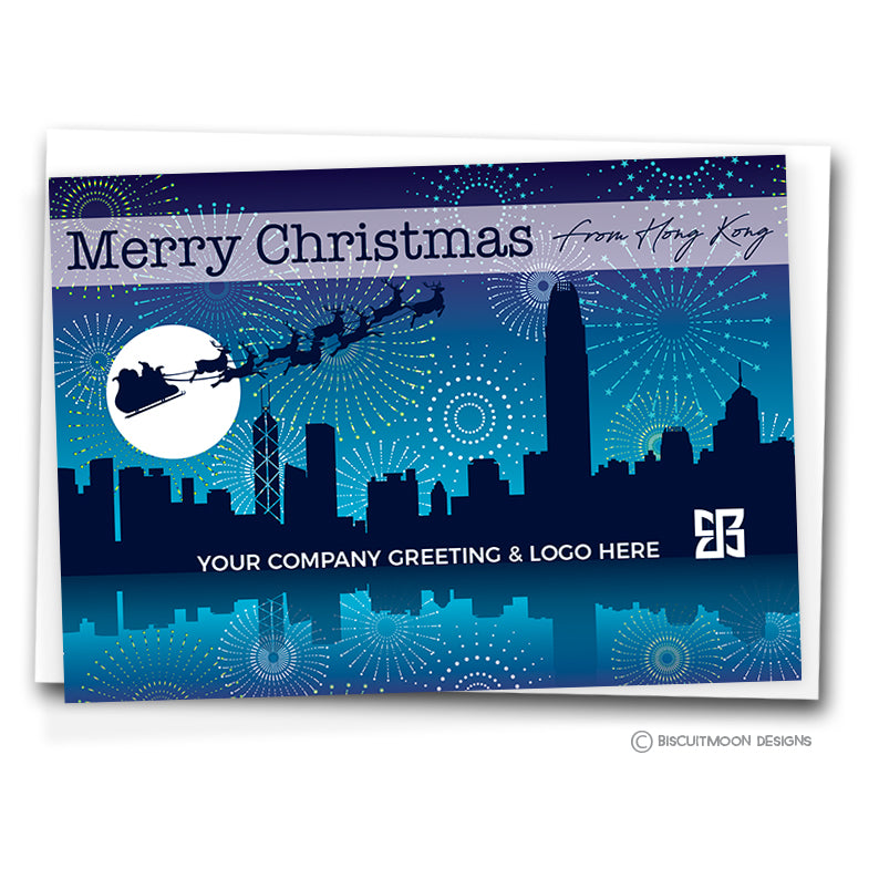 Blue Fireworks Hong Kong Corporate Christmas Cards