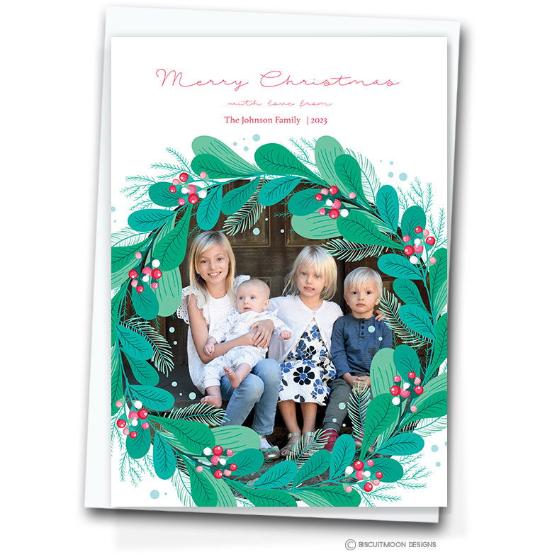 Bold Wreath Personalised Christmas Cards