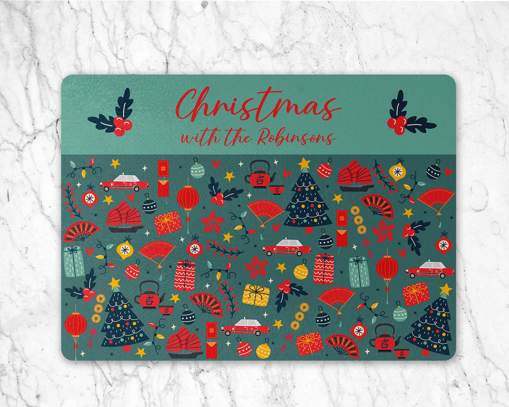 Christmas Hong Kong Scatter Glass Chopping Board