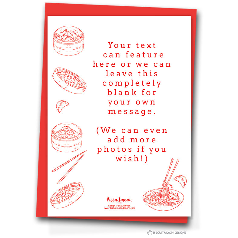 Dim Sum and Dumplings (Red) Personalised Christmas Cards